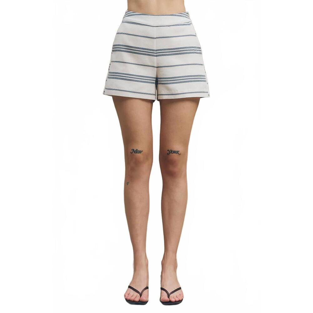 NEW MAUDE CLUB woven striped shorts in ivory